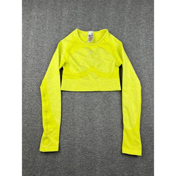 Gymshark Women's Long Sleeve Crop Top Yellow Size Small - Picture 1 of 5